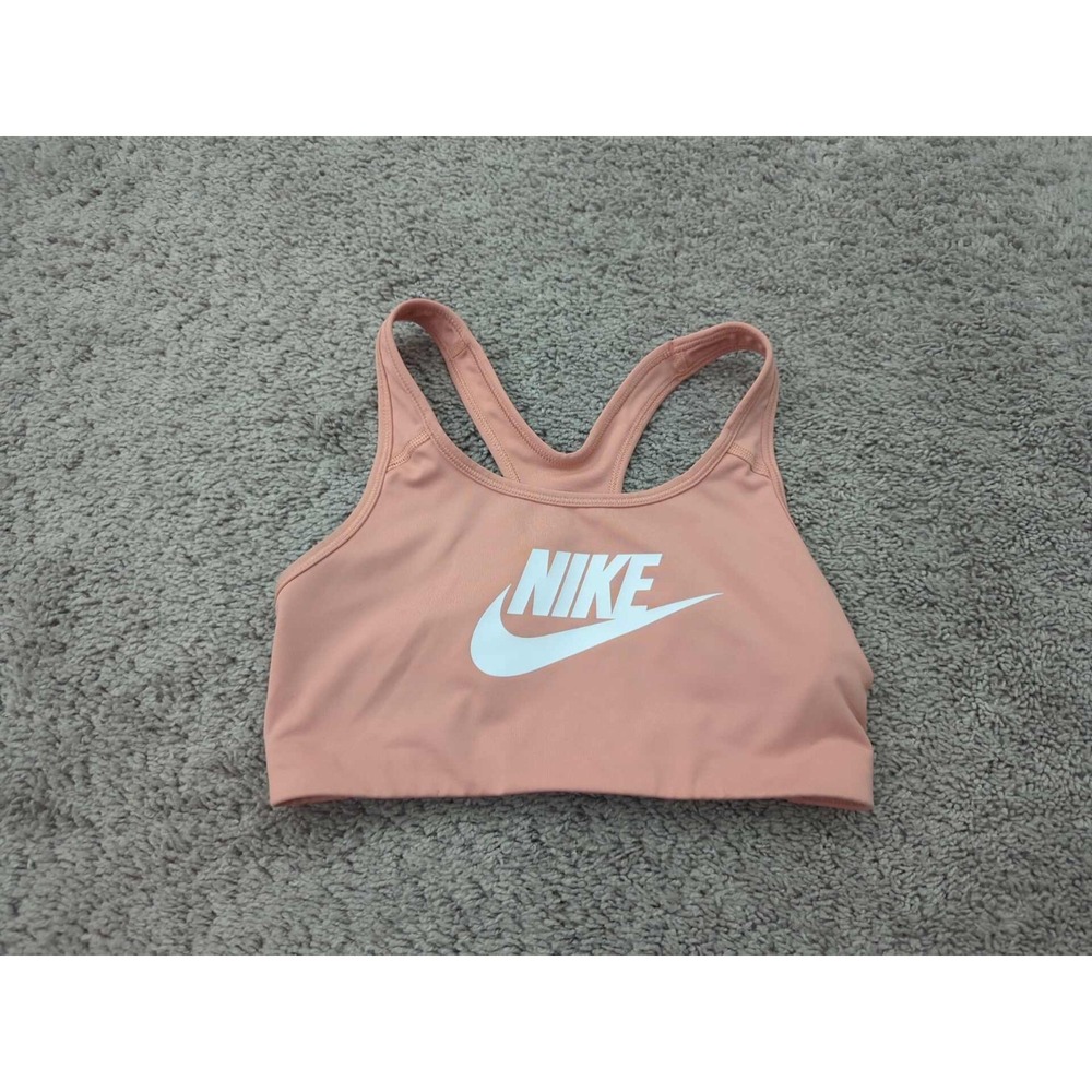 Nike Swoosh Futura Sports Bra Womens M‎ Pink Racerback Dri-Fit Gym Training